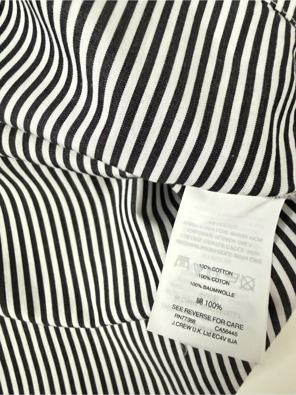J.Crew Funnelneck Shirt Black White Stripe Size 8